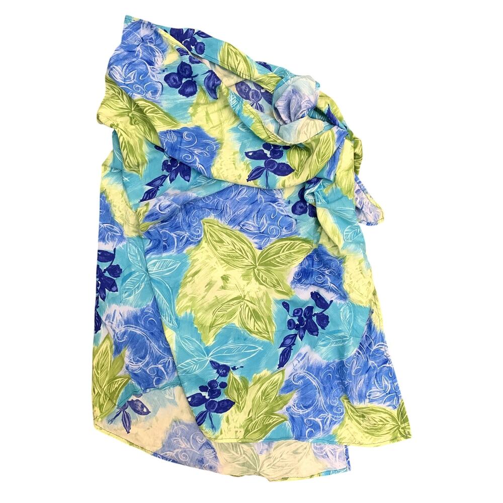 Sarong Tropical Pattern Blue Green Rectangle Swim Suit Cover Pool Beach